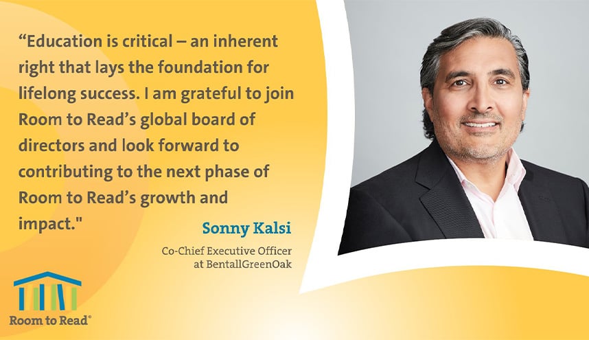 Room to Read : Room to Read nomme Sonny Kalsi au conseil d'administration mondial