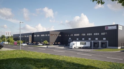 The visualization shows the future Barnet European headquarters in Eschweiler upon completion in the first quarter of 2026. Image rights: BGO