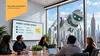 The Chief Economist illustration showing an office meeting as a giant AI robot peers through the windows, highlighting AI risks to jobs, humanity and the workplace.